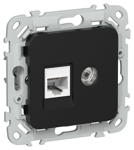 FLITE Роз. 2-я RJ45/TV кат.5Е UTP РКТВ5е-2-0-ФлЧ чер. IEK