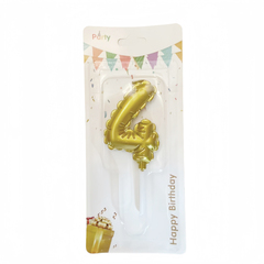 Свеча для торта «Воздушный шар» (золото) цифра 4