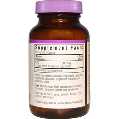 Bluebonnet Nutrition, NAC, 500 мг, 90 растительных капсул