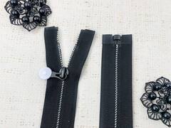 Молнии потайная спираль, Т7, 78 см, чёрный с белым