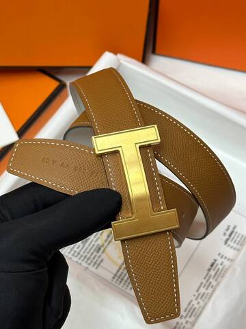 Двусторонний ремень Hermes, Коричневый/белый