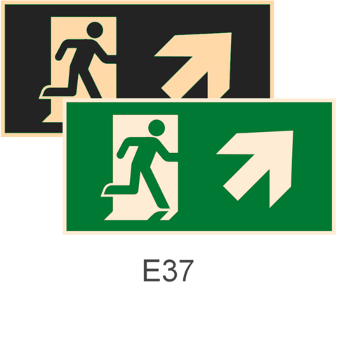 фотолюминесцентные знаки Е37 Направление к эвакуационному выходу направо вверх