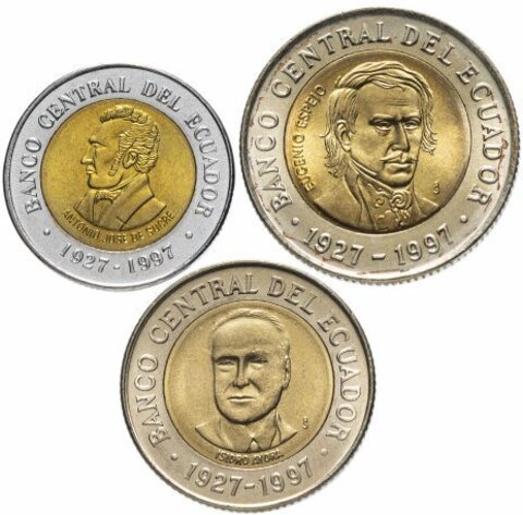 Набор монет Эквадора 3шт .