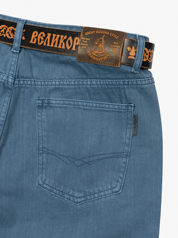Плотные джинсы цвета синего денима  из премиального хлопка