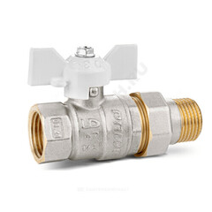 Кран шаровой латунь никель Pride Ду 15 Ру40 ВР/"американка" полнопроходной бабочка аналог 11б27п1 белый LD 47.15.В-ГШ.Б (white)