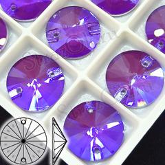 Стразы пришивные неоновые Rivoli Neon Violet SI, Риволи Круг фиолетовый Шиммер неон на StrazOK.ru