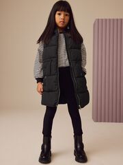 Жилет дутый удлиненный для девочки Next 371-706, Черный