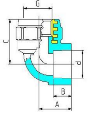 Valtec угольник комбинированный 20х3/4