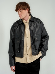 Укороченная черная куртка VOTUS из эко-кожи