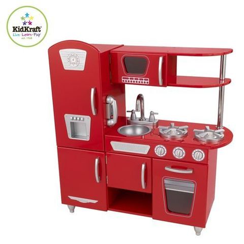 Игрушка кухня из дерева "Винтаж", цвет Красный (Red Vintage Kitchen)