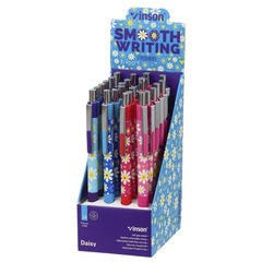 Ручка шариковая, автоматическая, Vinson, синие чернила, серия "Daisy 2", 24 шт