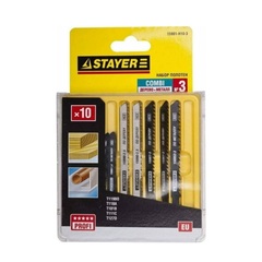STAYER T-хвост., по дереву, мет. и пластику, 10шт., Полотна для лобзика МАСТЕР №3 (15981-H10-3)
