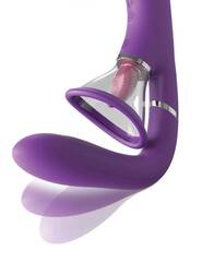 Сиреневый вибростимулятор с помпой и имитатором языка Her Ultimate Pleasure Pro - 