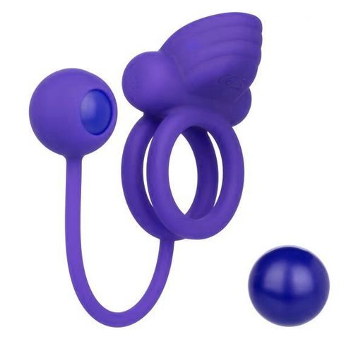 Фиолетовое эрекционное кольцо с утяжелителем Silicone Rechargeable Dual Rockin Rim Enhancer - California Exotic Novelties Couples Enhancers SE-1842-10-3