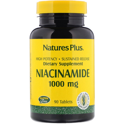 Nature's Plus, Ниацинамид, 1000 мг, 90 таблеток