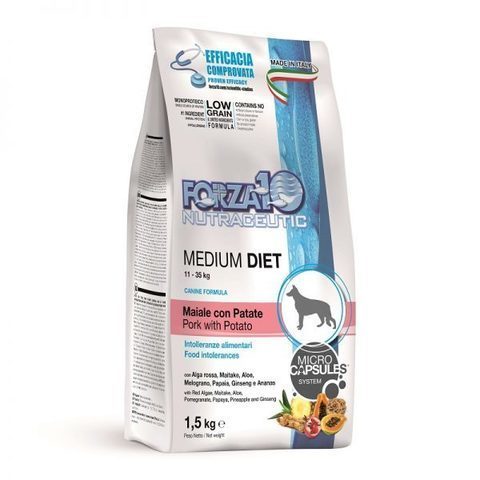 купить FORZA10 LineDIET DOG Adult Medium Diet Maiale con Patate форза10 форца10 сухой корм для собак средних пород с свининой и картофелем  12 кг