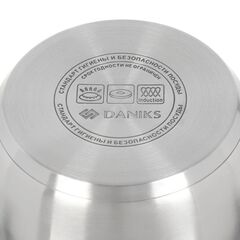 Кастрюля нерж, 2 л, с крыш, крышка стекло, Daniks, Перл, GS-01205-16, индукц