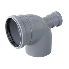 Отвод ПП (полипропилен) для канализации 90гр. Дн 110 с патрубком Дн 50 фронтальный с уплотнительным кольцом