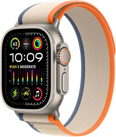 Умные часы Apple Watch Ultra 2 49 мм натуральный титан, ремешок Trail оранжевого/бежевого цвета (M/L)