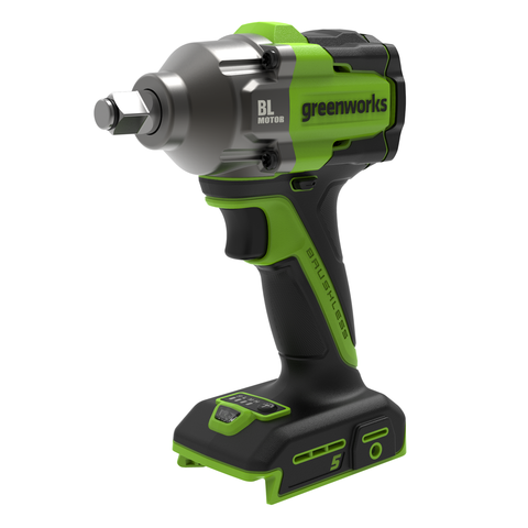 Гайковерт ударный акк. Greenworks IW5500, 24V, б/щет, 1/2'', 500Нм, 3 режима, без АКБ и ЗУ (3805007)