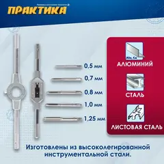 Набор метчиков и плашек ПРАКТИКА 12 шт, (779-455)
