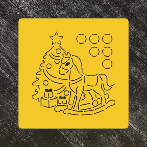 Трафарет №22 Елка и лошадка