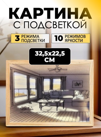 Картинка картина Skully Picture frame lamp dog - 1