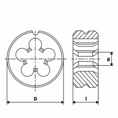 Плашка М 6,0х1,0 DINEN22568 CrV 6g 20х7мм H-Tools 210060HT