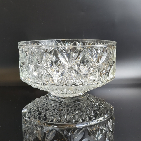 Салатник хрустальный с алмазной гранью, геометрическим орнаментом, резной декор, винтаж СССР 1970-1990 гг