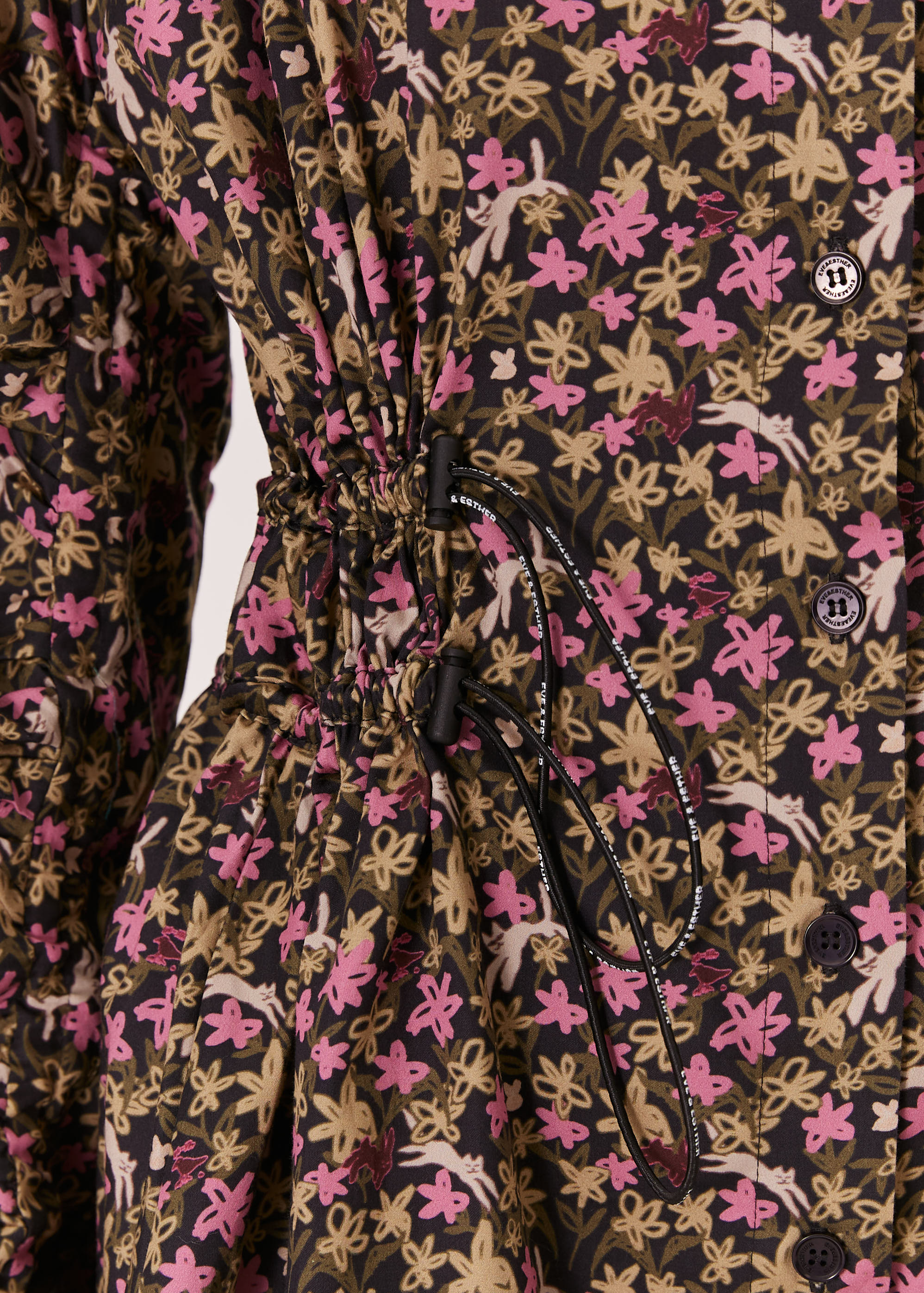 Платье-мини MAGIC FLOWERS зелено-розового цвета