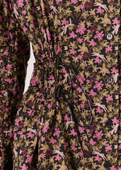 Платье-мини MAGIC FLOWERS зелено-розового цвета