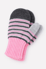 варежки  для девочки КВ 10009/24ш/ярко-розовый,серый