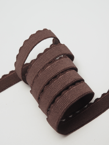 Резинка отделочная шоколад ажурная ширина 11 мм с учетом фестона