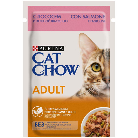 Purina Cat Chow пауч для кошек (лосось/зеленая фасоль) 85 г