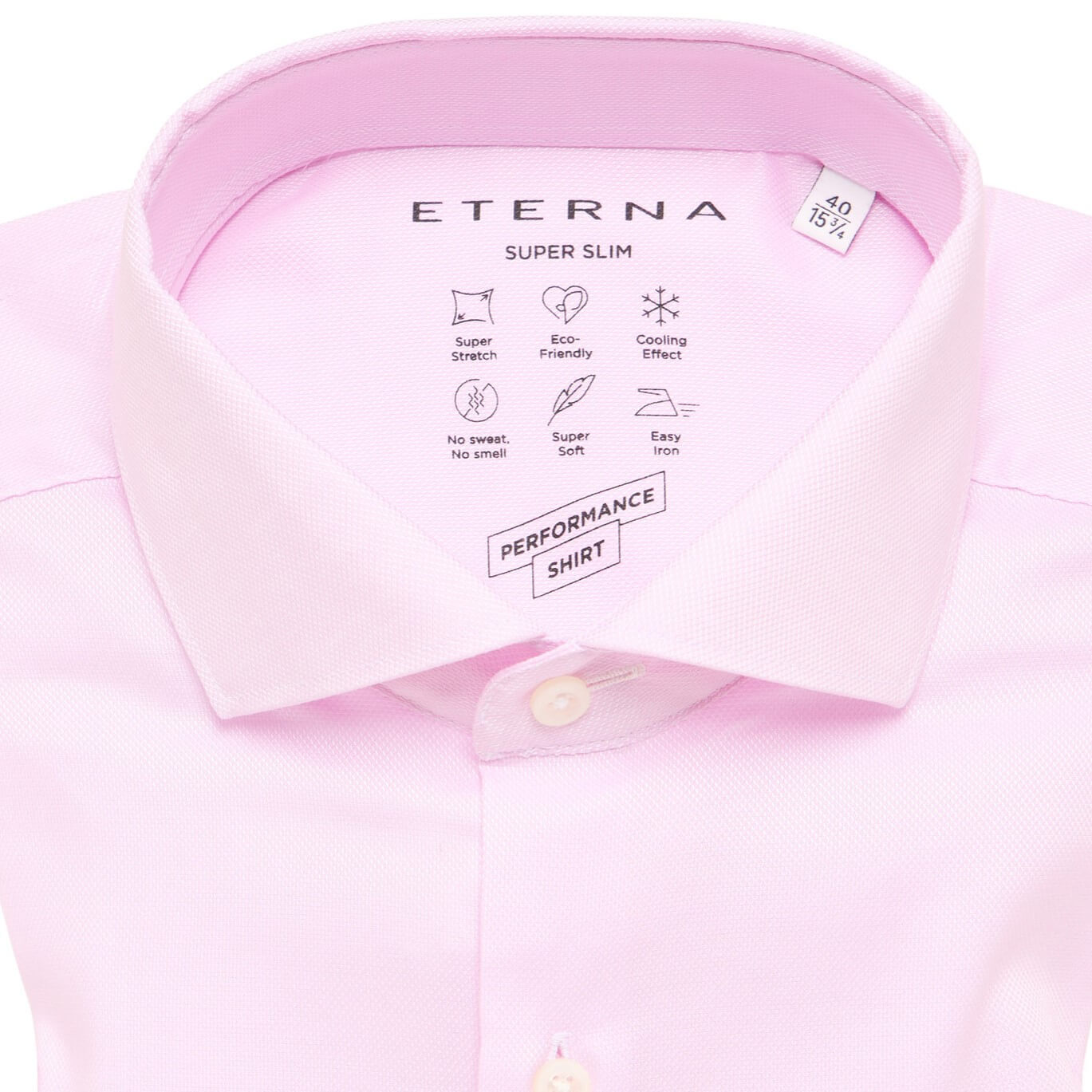 Сорочка мужская Eterna Super Slim 4084-Z182-50 розовая, серия Performance