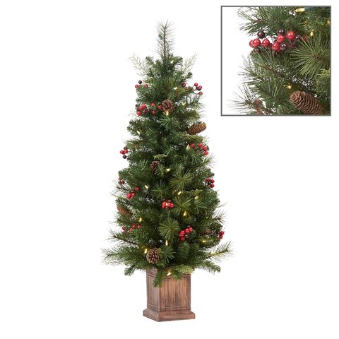 Елка зеленая с красными ягодками/шишками в горшке 107см Goodwill M&G