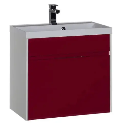 Aquanet 180002 Компл.2 - Тумба Латина 70 цв.белый (фасад бордо) 1 ящ. (180002)