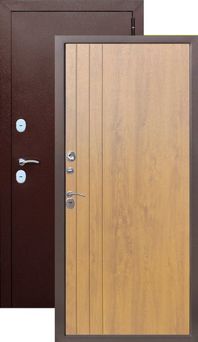 Термодверь входная Агат Термолюкс, 2 замка, 1,4 мм металл, (медь антик+дуб с вековыми кольцами)