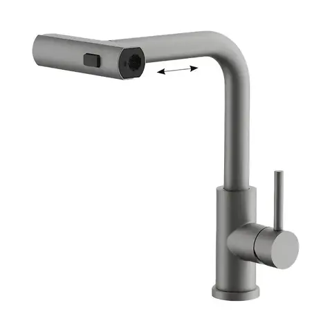 Смеситель для кухни BELZ B74811-3 выдвижной излив, нержавеющая сталь, графит