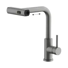 Смеситель для кухни BELZ B74811-3 выдвижной излив, нержавеющая сталь, графит