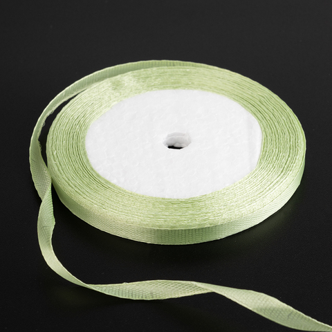 Лента атласная Бледно-зеленая (111) 6 мм, 25 метров