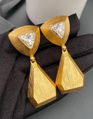 Крупные серьги -клипсы из латуни геометрия YSL