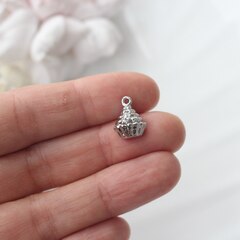 Подвеска Капкейк с фианитами 14*10 мм, родий, П333