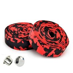 Обмотка руля CLARKS CHBT28RB корковая+крепеж+заглушки на руль, камуфляж черно-красный (3-187)