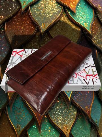 Кошелёк женский из натуральной кожи коричневый, на молнии, с отделениями для карт и мелочи