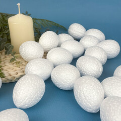 №2 Яйца пасхальные, Белые, из пенопласта, размер 5*4 см, набор 20 штук