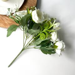 Пионы Белые искусственные евро, букет 32 см, 8 голов, 1 букет