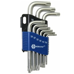 Набор ключей угловых КОБАЛЬТ Tamper TORX T10, T15, T20, T25, T27, T30, T40, T45, T50  Cr (020406-09)