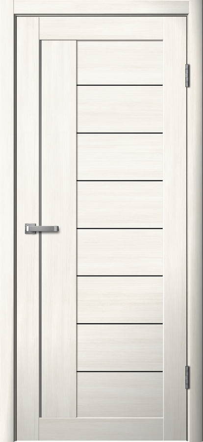 Дверь межкомнатная Двероникс 01Л, цвет снежный ясень, экошпон, стекло черное