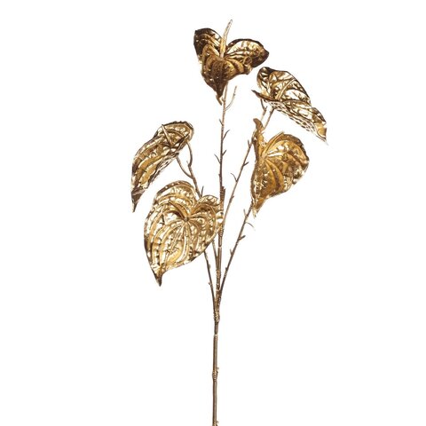 Ветка антуриумов 66см Goodwill M&G с металическим золотым блеском